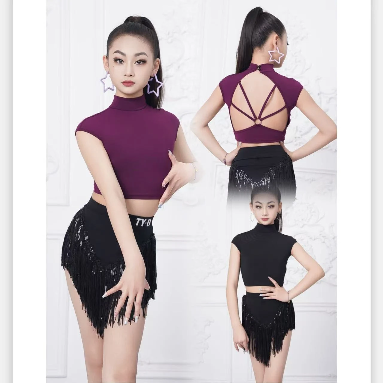 

New Kids Performance Dancing Clothes Girls Latin Dance Fringed Costume Children Chacha Samba Salsa Latin Dance Wear DW10685