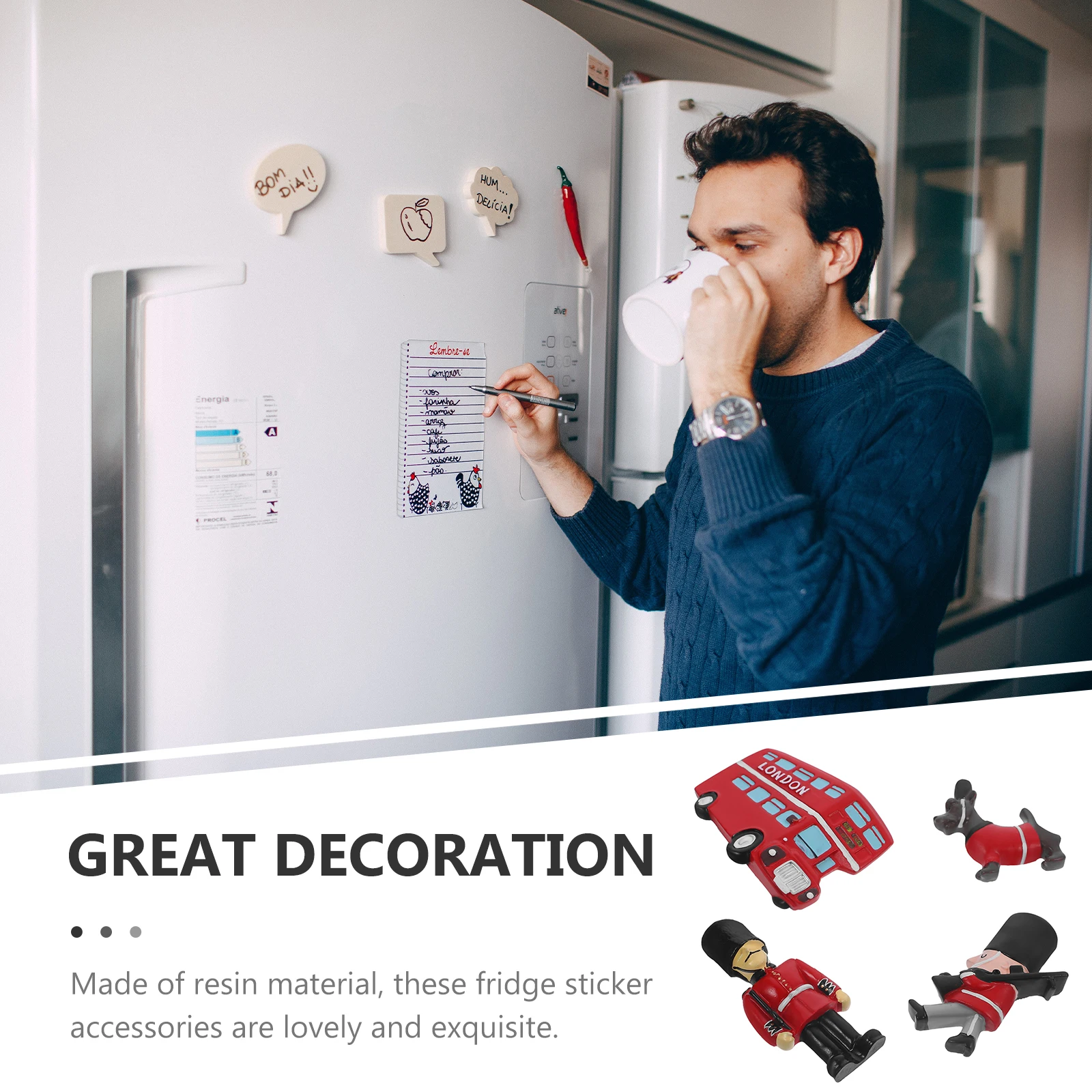 

4Pcs Magnetic Refrigerator Sticker British Style Resin Fridge Decoration Creative Resin Fridge Magnet Refrigerator Magnets
