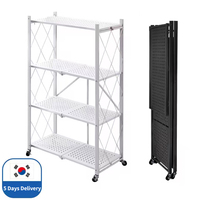 Foldable Large Iron Frame Storage Installation-Free Folding Kitchen Shelves  Standing  Storage Shelving Unit Metal Storage Shelf