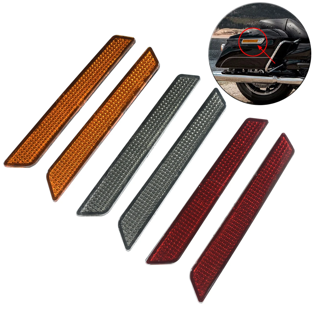 2pcs Motorcycle Saddlebag Guard ABS Reflectors Stickers For Harley Touring Road King Road Glide Street Glide FLHT FLT 2014-2021