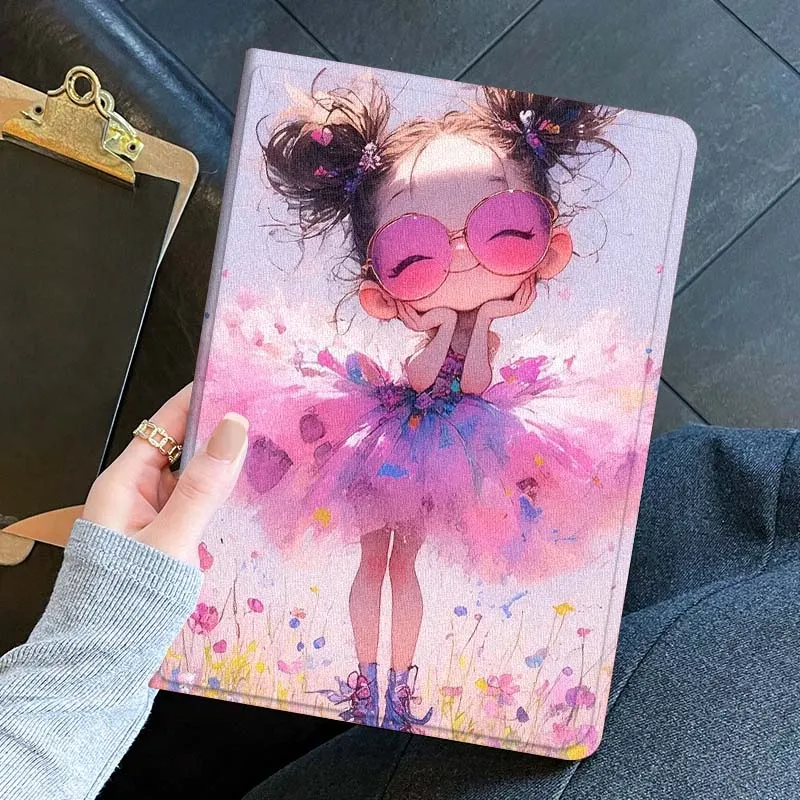 capa-para-ipad-pro-air-mini-11-1-2-3-4-5-6-7-7ª-geracao-129-13-79-83-m3-m4-com-estampa-de-menina-com-Oculos-rosa