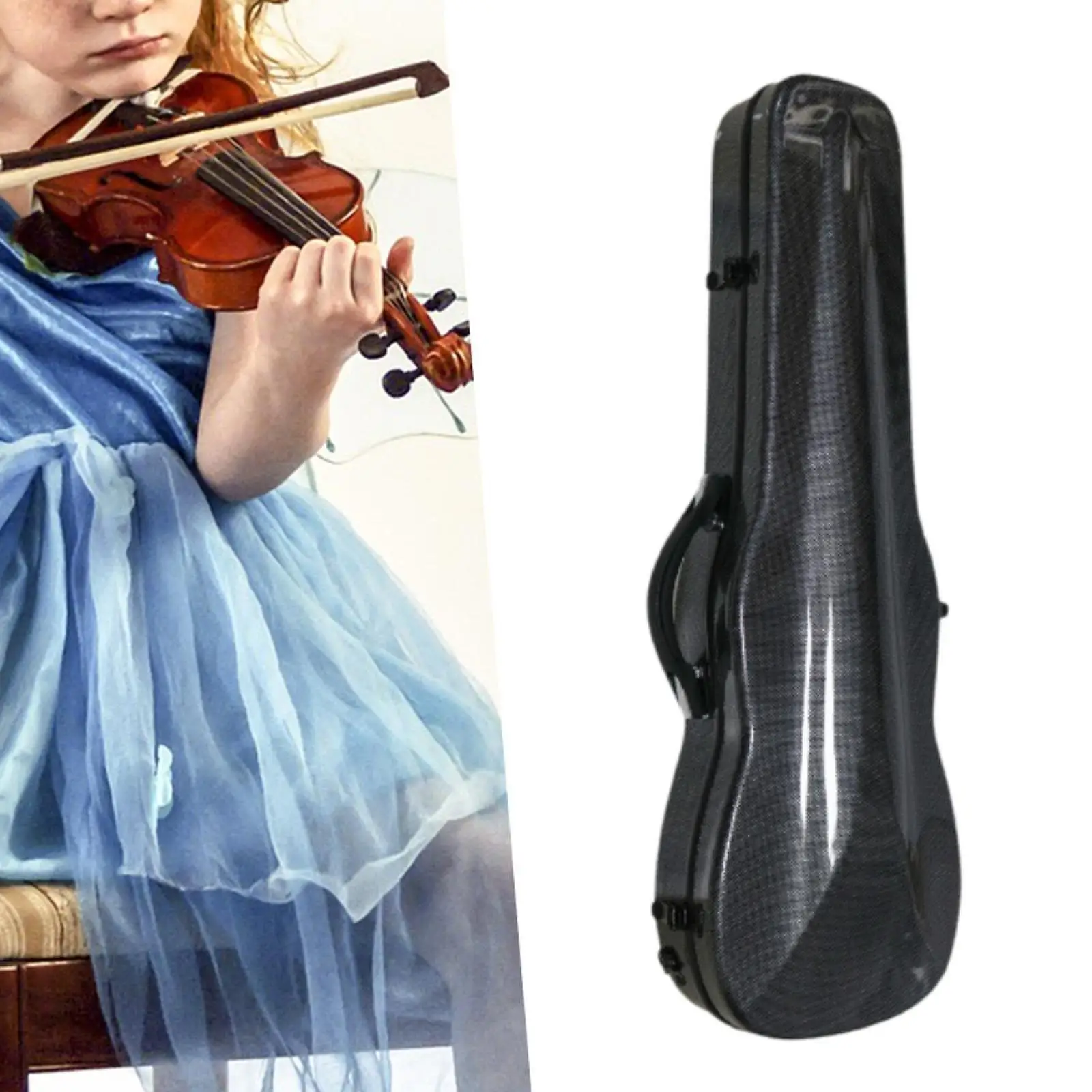 4/4 Full Size Violin Case Violin Hard Case Lightweight Portable with Carry Handle Professional Hard Shell for Outdoor Travel