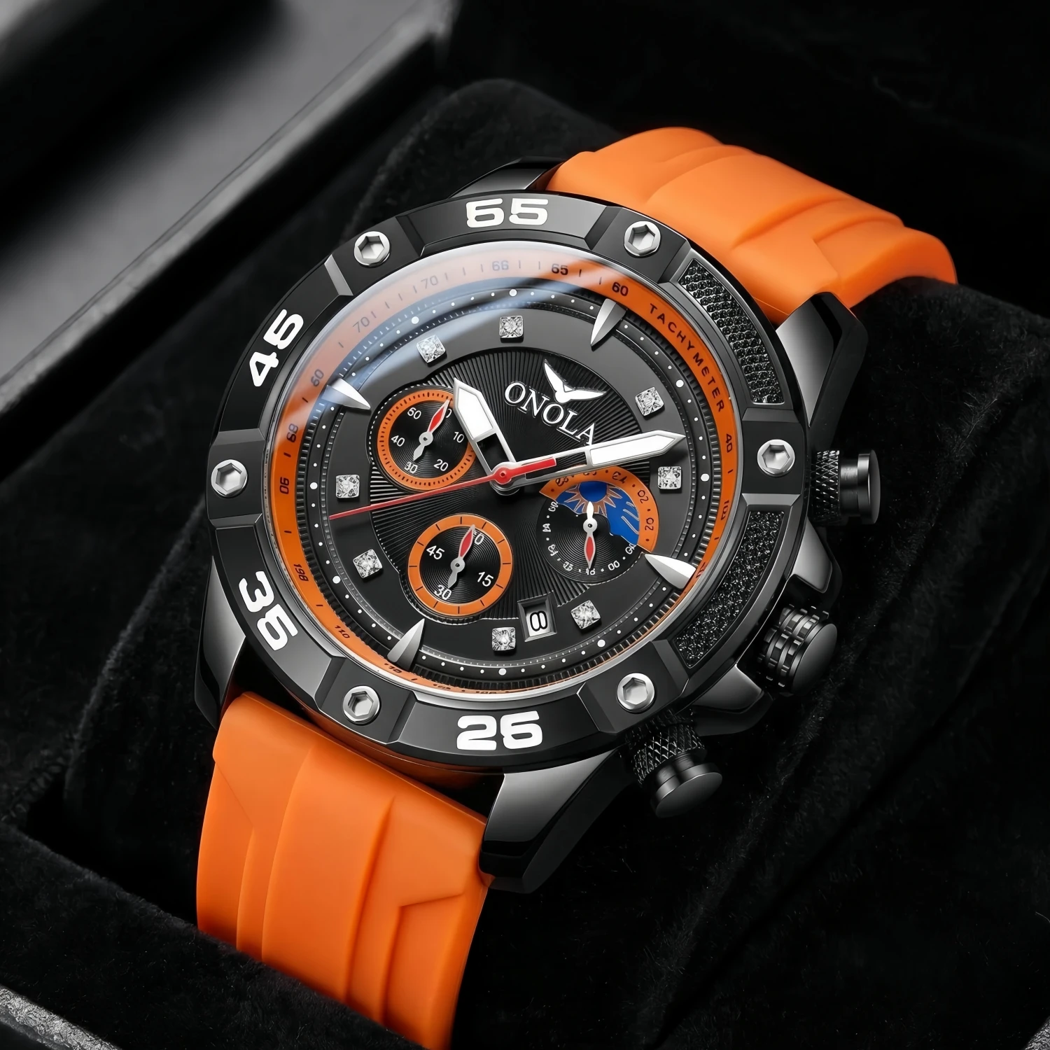 ONOLA New Fashion Casual Men\'s Watch Multi functional Fluorescent Tape Waterproof Quartz Military Watch Men\'s Clock High Quality
