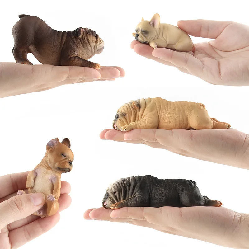 Simulation French Bulldog American Bully Animals Action Figures Ornaments Miniatures Cute Dog Desk Decor Home Accessories Toys