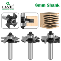 LAVIE  8mm Shank Four Blades T-Sloting Biscuit Joint Slot Cutter Jointing Slotting Router Bit Height Milling Cutter Woodworking