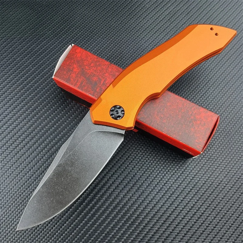 AU TO  Folding Pocket Knife KS 7100 Launch CPM154 Stone Wash Blade Aluminum Handle Outdoor Flaper Knife Camping Hunting Tools