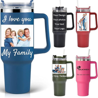 40oz Customized Mug thermos cup With Handle Insulated Tumbler With Lids Straw Stainless Steel Coffee DIY Termos Cup for Travel