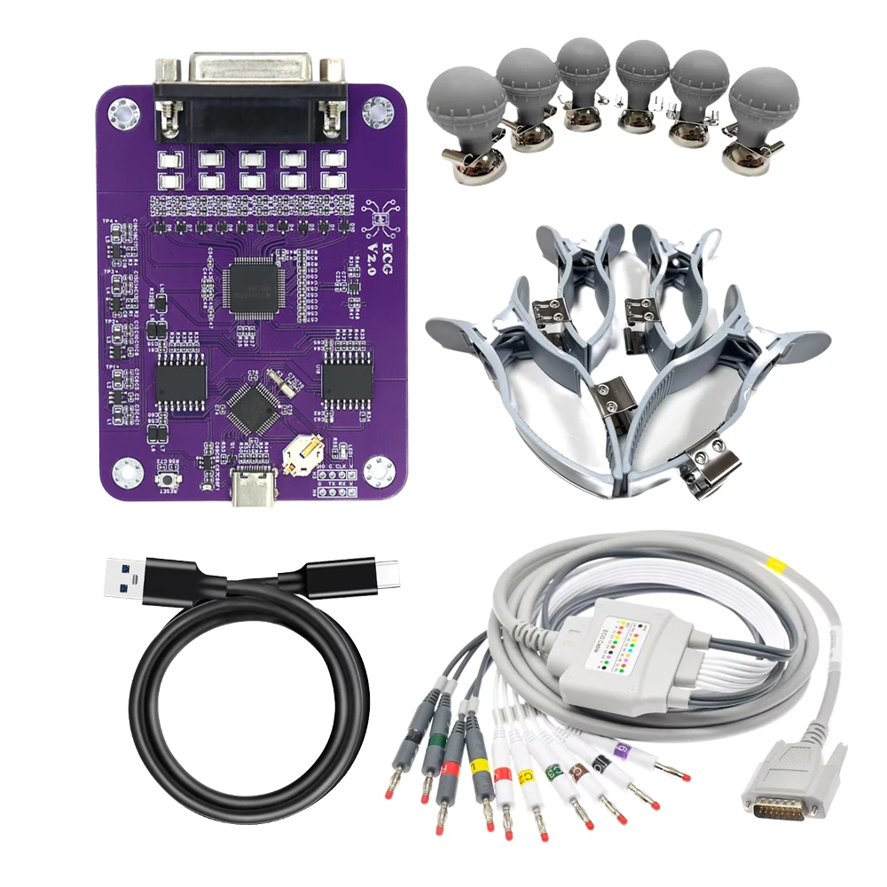 ADS1298 digital electrocardiogram acquisition module 12 lead electrocardiogram development board ECG STM32 USB HID