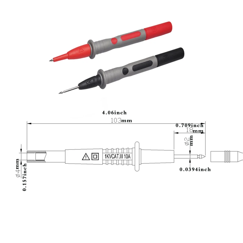 Multimeter-Messleitungen, Kabelsonde, sichere Spitze, Kabelsatz, Messleitungssatz, Krokodilklemme, Testhaken, Multimeterleitungen, Kit für die hintere Sonde – Detail 11