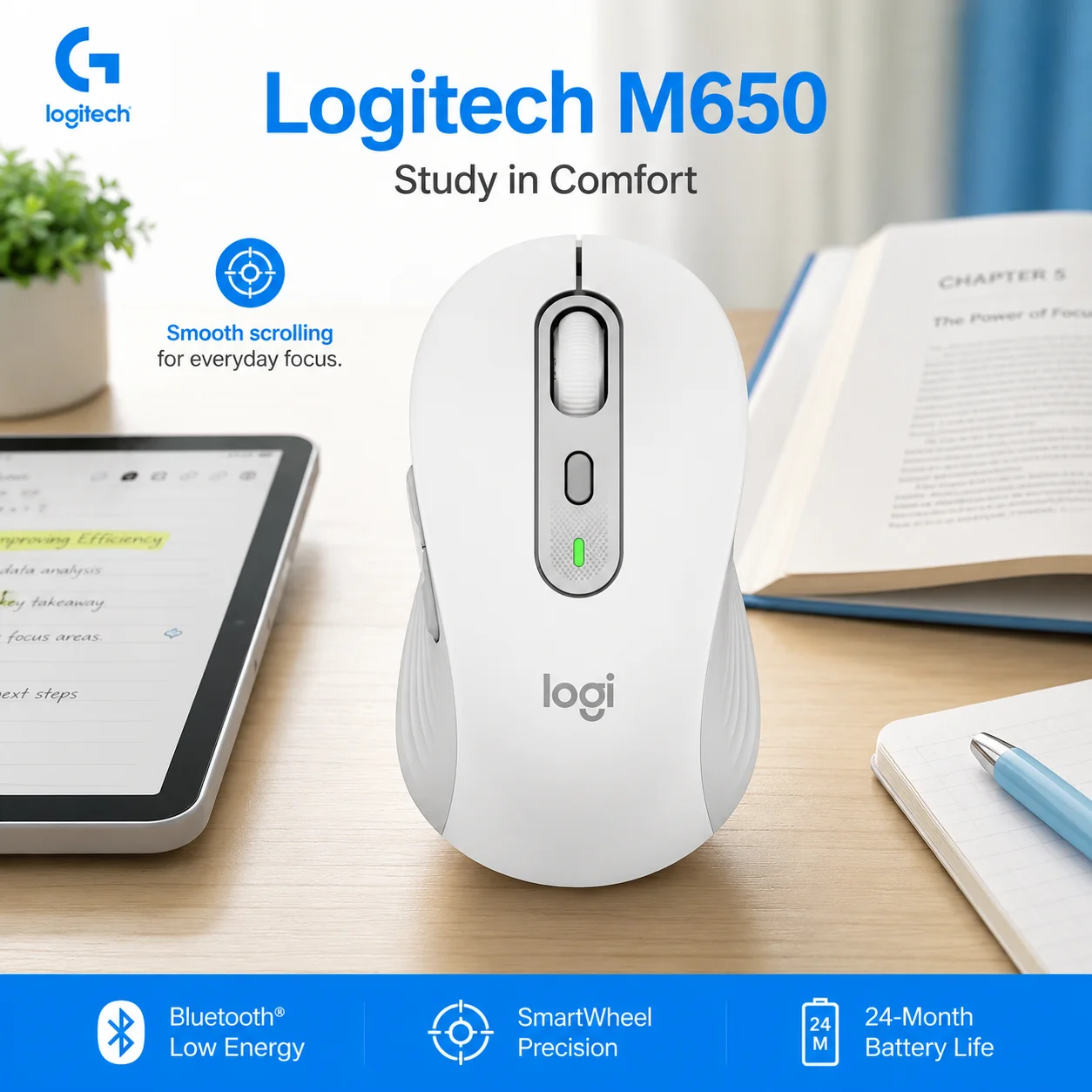 Logitech Home Cinema - Logitech M650 Wireless Mouse Bluetooth Silent