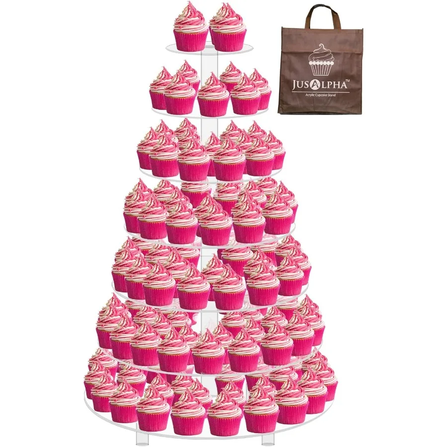 

Large 7 Tier Acrylic Round Wedding Cake Stand Dessert Stand Pastry Serving PlatterFood Display Stand For Large Event With Rod F