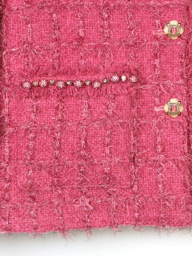 Handmade Beaded Tassel Pink Woolen Jacket High-End Heavy-Duty Small Fragrance Style Age-Reducing Temperament Design