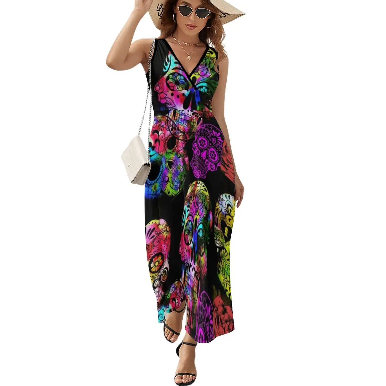 

Сахарные черепа. Платье без рукавов, Бандажное платье, платья для невесты, летнее платье для женщин 2023