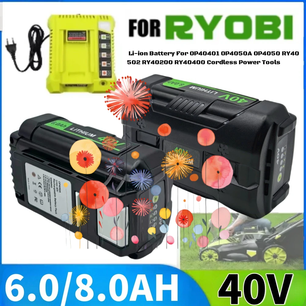 

Новая литиевая батарея высокой мощности 40В 8Ач, для инструментов Ryobi RY40200, OP4050, OP4026, RY40430, газонокосилок Ryobi.