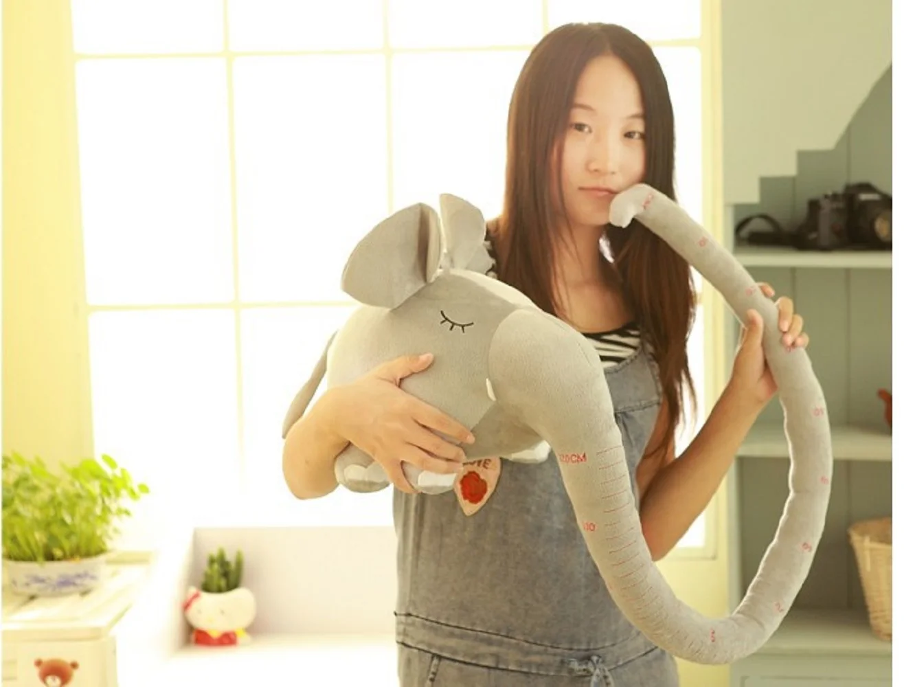 lovely plush gray elephant long nose elephant birthday gift about 150cm