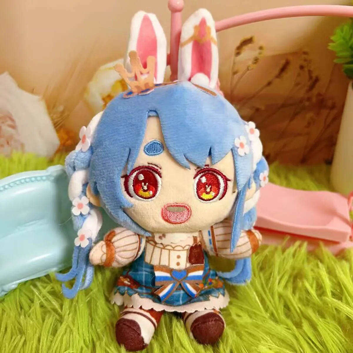 Cute Hololive Usada Pekora Fantasy Ver With Flower Crown Plush Stuffed Keychain Keyholder Keyring Bag Pendant Doll Toy Gifts