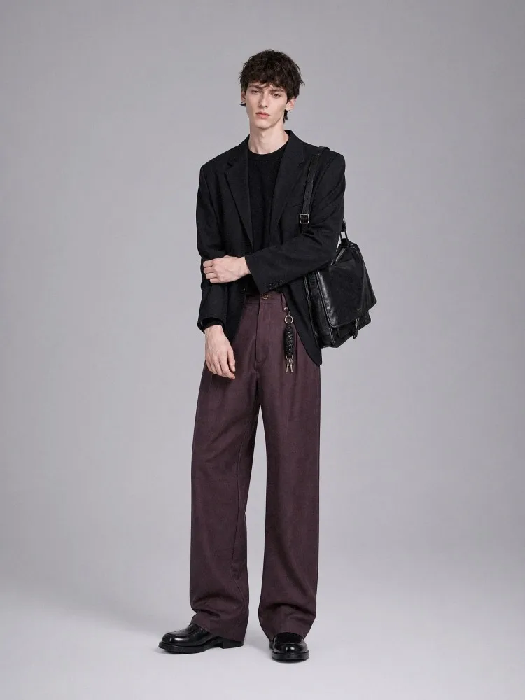 2026 Solid Color Business Casual Mens Suit Pant New Straight Loose Pants Fashion Work Males Breathable Long Trousers Hot Sale