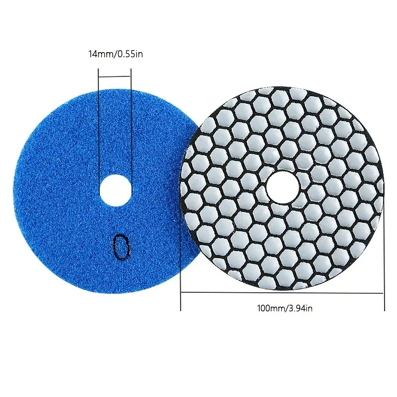 Kit com 3 Discos Diamantados de 4 Polegadas para Uso a Seco/Úmido – Granulação 50/150/300 para Recondicionamento de Granito, Quartzo e Azulejos