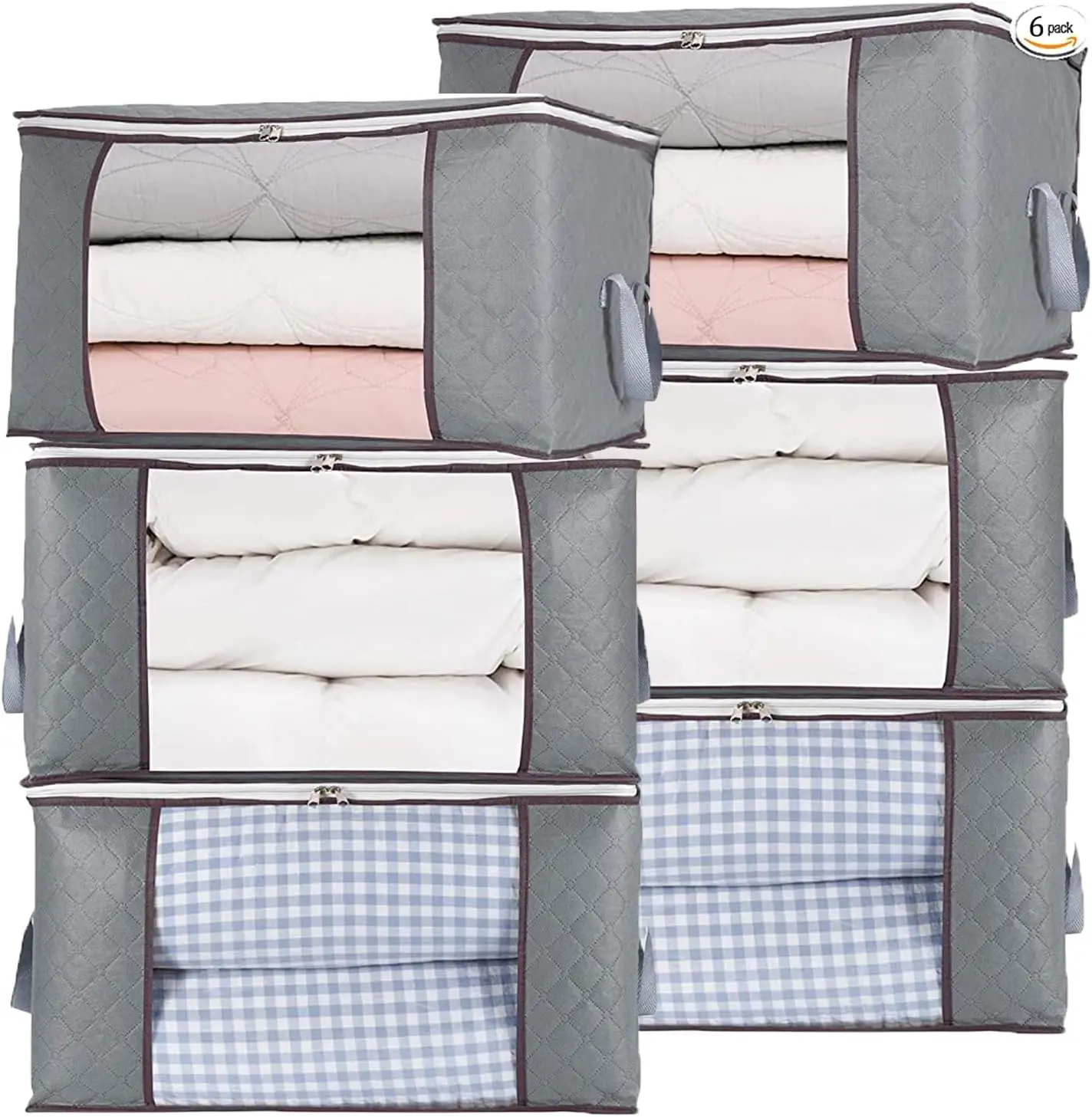 

Набор из 6 сумок-органайзеров на молнии Combocube для хранения одеял, подушек, постельного белья, одежды, пледов в шкафу, с большими карманами