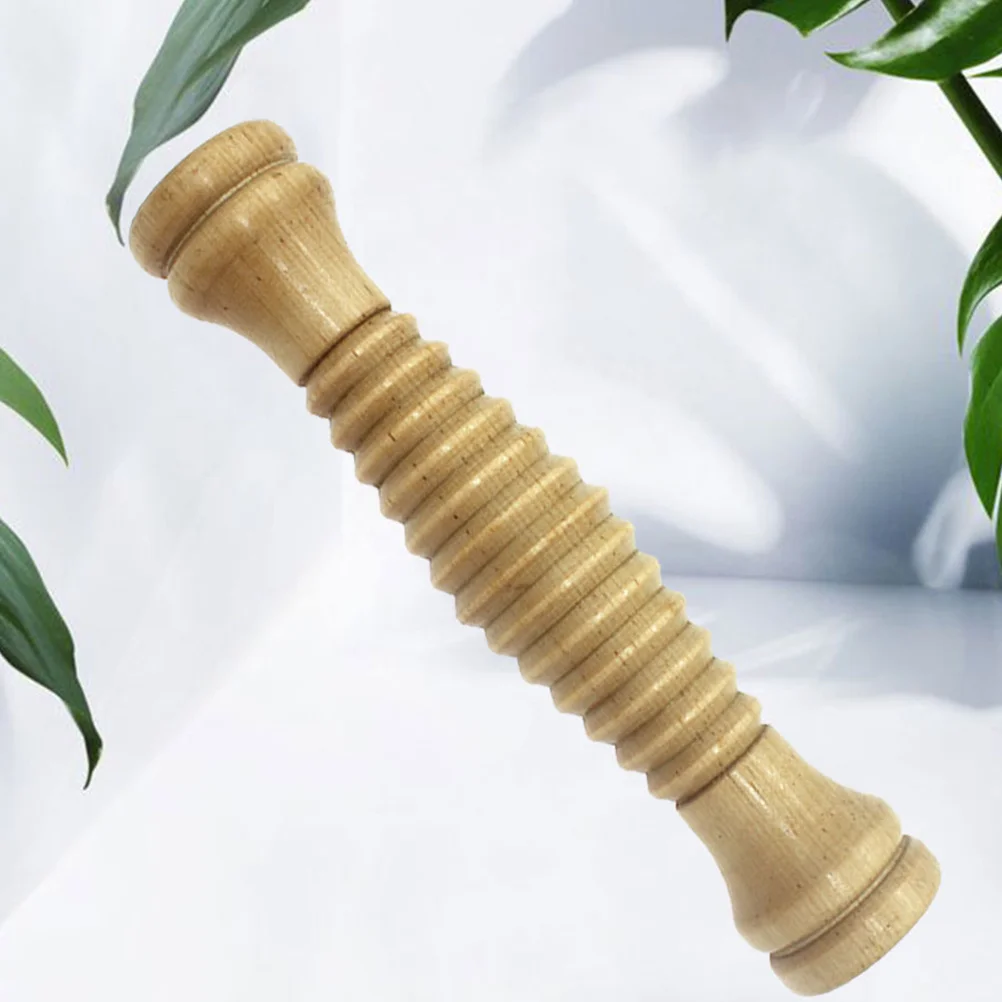 

Wooden Roller Hand Massager Stick Multifunctional Full Body Massage Tool Natural Grain High Density Durable For Neck Shoulder