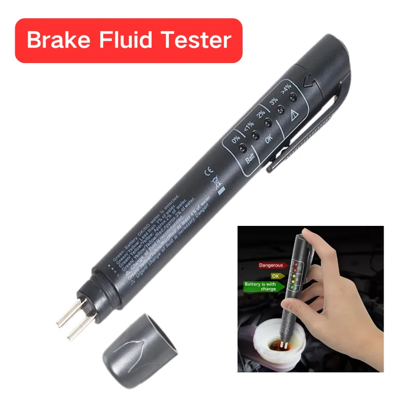 Universal Brake Fluid Tester Pen LED Indicator Accurate Oil Quality Diagnostic Tool for DOT3 DOT4 DOT5.1 Automotive Testing