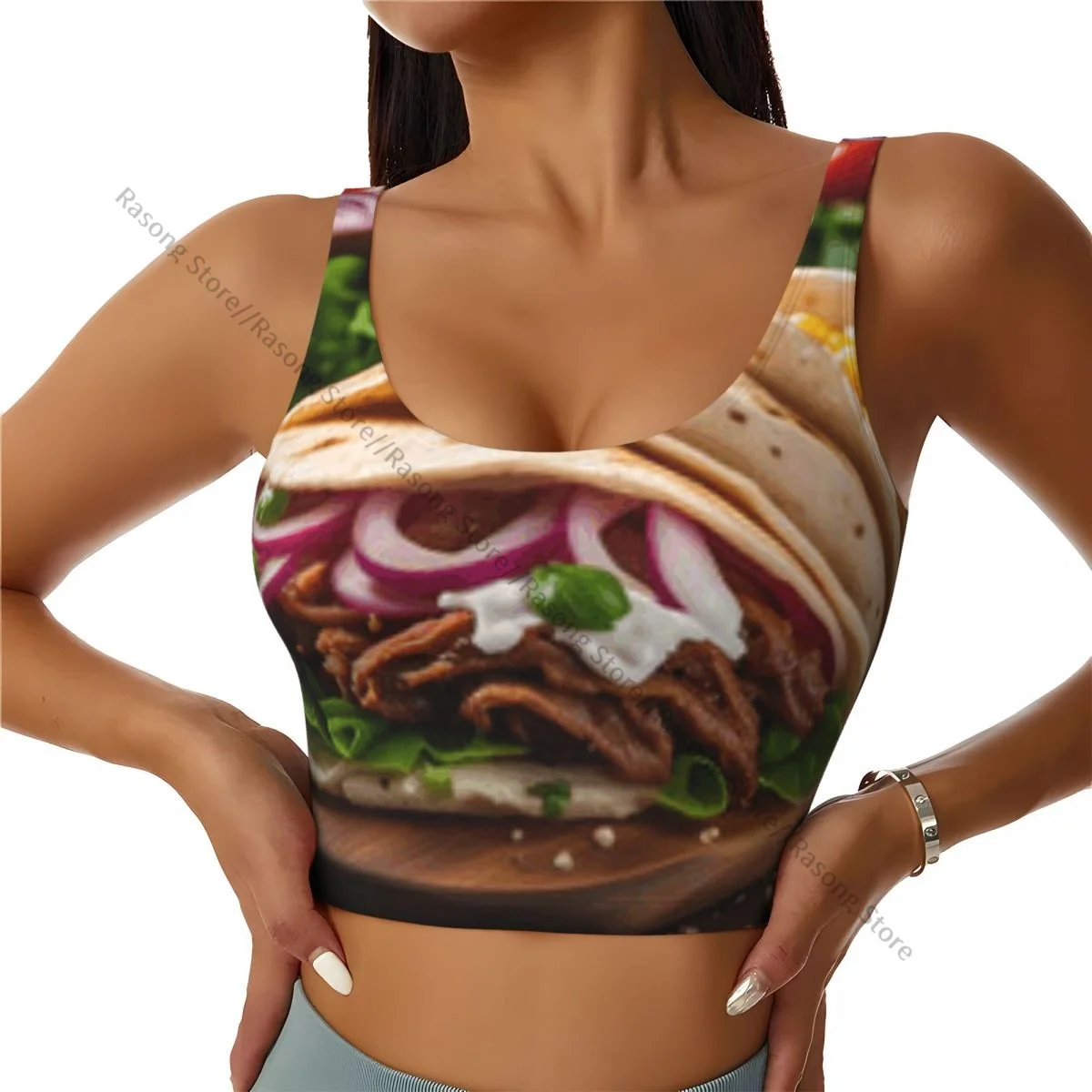 Yoga Vest Women Gym Sports Crop Tops Delicious Tacos With Pulled Pork Corn Streetwear Workout Breathable Tank Top Female