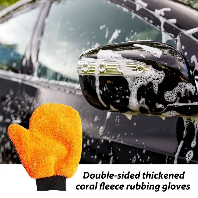 

Scratch Free Wash Mitt Reusable Wash Mitt Strong Water Absorption Double-Sided Drying Mitt Car Detailing and Cleaning Supplies