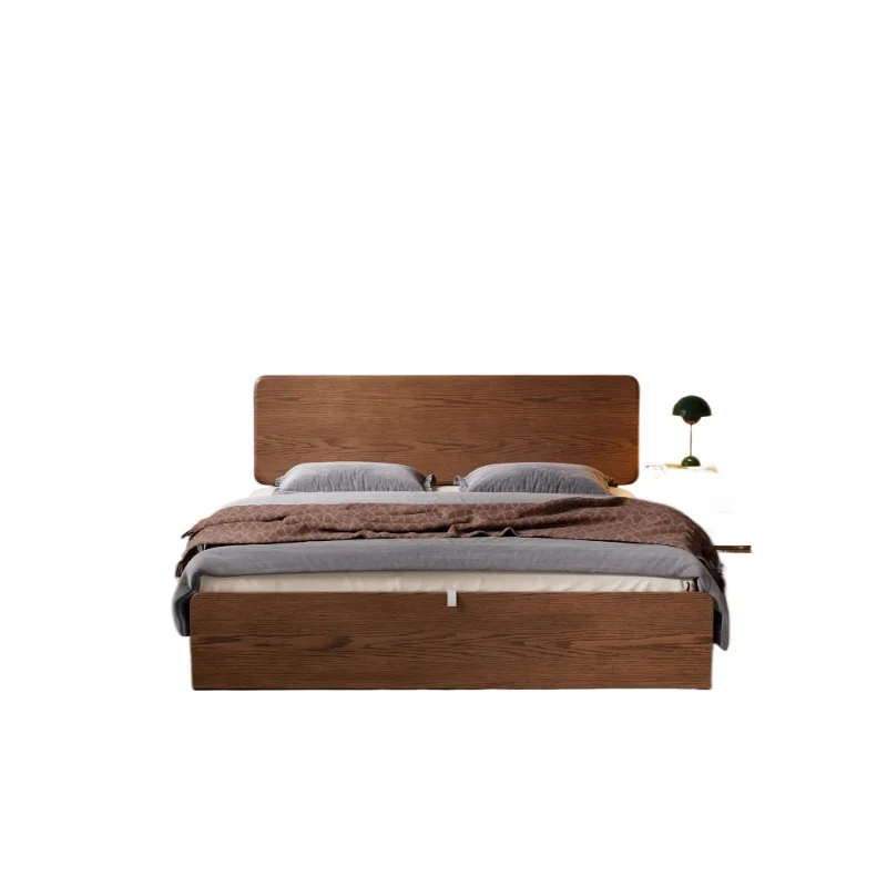 

Массив дерева, кровать для хранения вещей, спальня, небольшая квартира, современная простая кровать с высоким ящиком под давлением воздуха