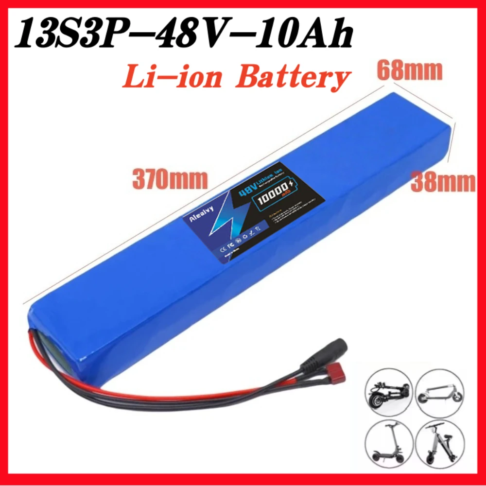 

48V 13S3P 10000mAh 18650 rechargeable lithium-ion battery 350W~500W built-in BMS Suitable for 48V Electric Scooters Battery.