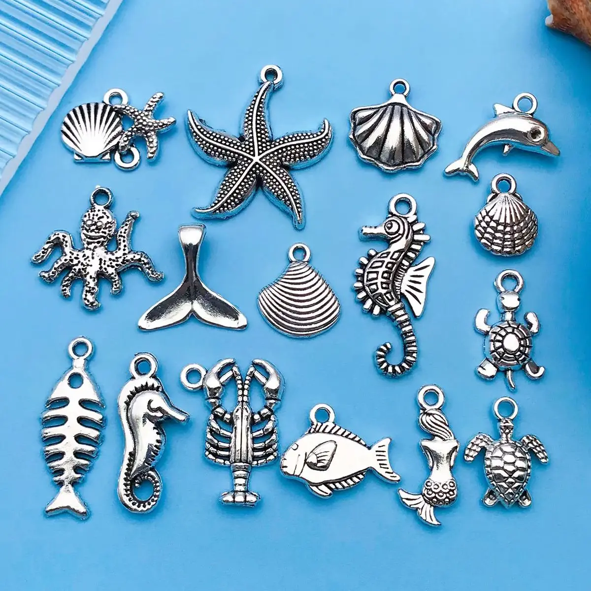 Mischen Sie 15 teile/satz Zink legierung antike silberne fisch förmige Charms Anhänger für DIY Halskette Armband Ohrringe Schmuck machen handgemacht