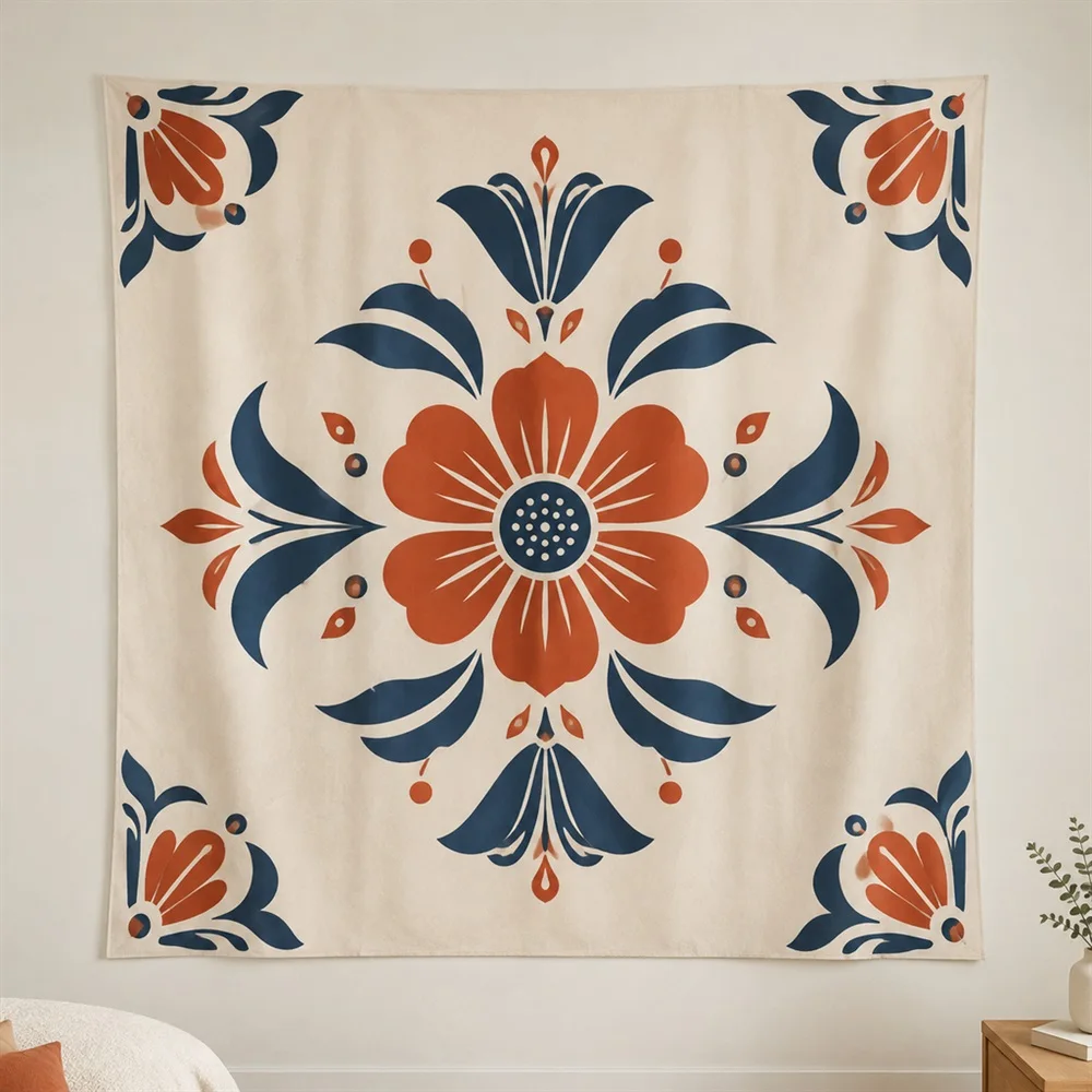VIKAMA Minimal Geometry Corner Motif Tapestry Wall Hanging, Modern Wall Art Tapestries for Bedroom Nursery Kids Room Living Room