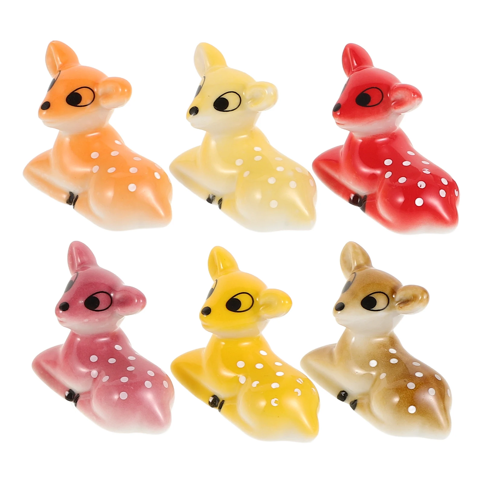 

6Pcs Ceramic Deer Chopstick Holder Cute Cartoon Elk Animal Spoon Stand Rest Home Kitchen Tableware for Adults Kids