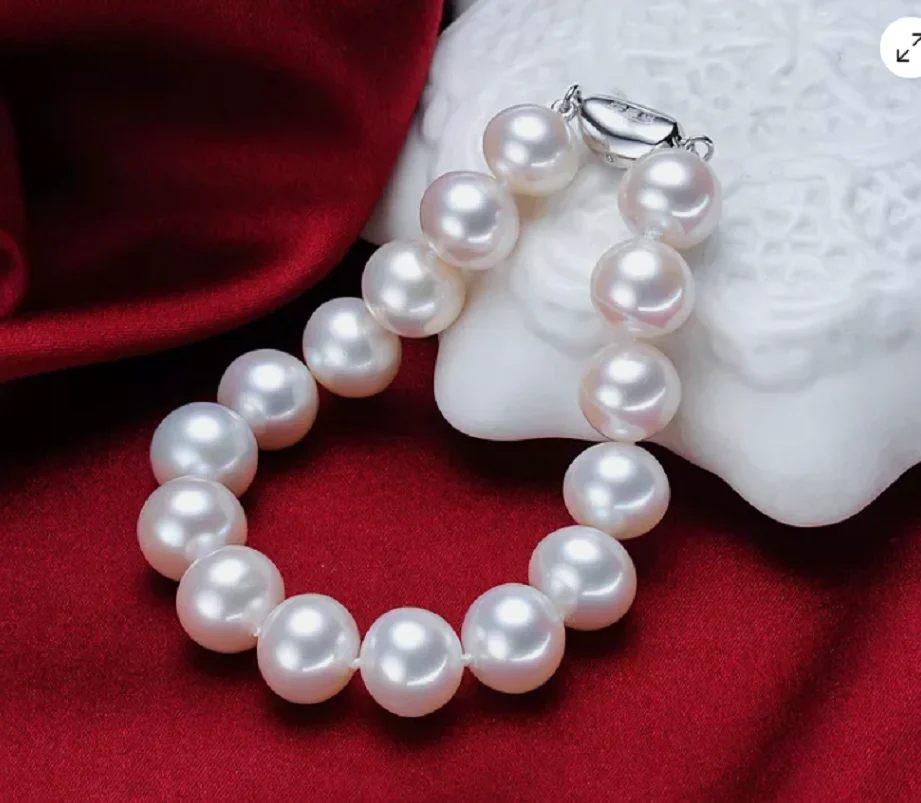 Customized Jewelry AAA 10-11mm White South Sea Pearl Bracelet 925 Silver 7.5-8 inch