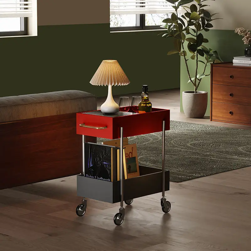 

trolley living room multi-layer dopamine home storage removable sofa side food medieval wheeled rack