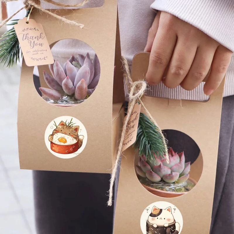 500Pcs Round Cat Sushi Thank You Stickers Cute Seal Labels for DIY Gift Wrapping, Envelope , Baking Cake Boxes Scrapbooking view 3