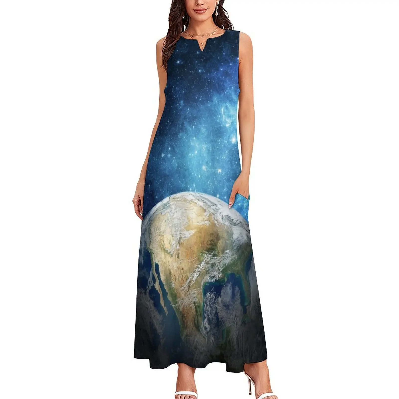 Planet Earth from Space theme. Long Dress women dress birthday dress for women Women