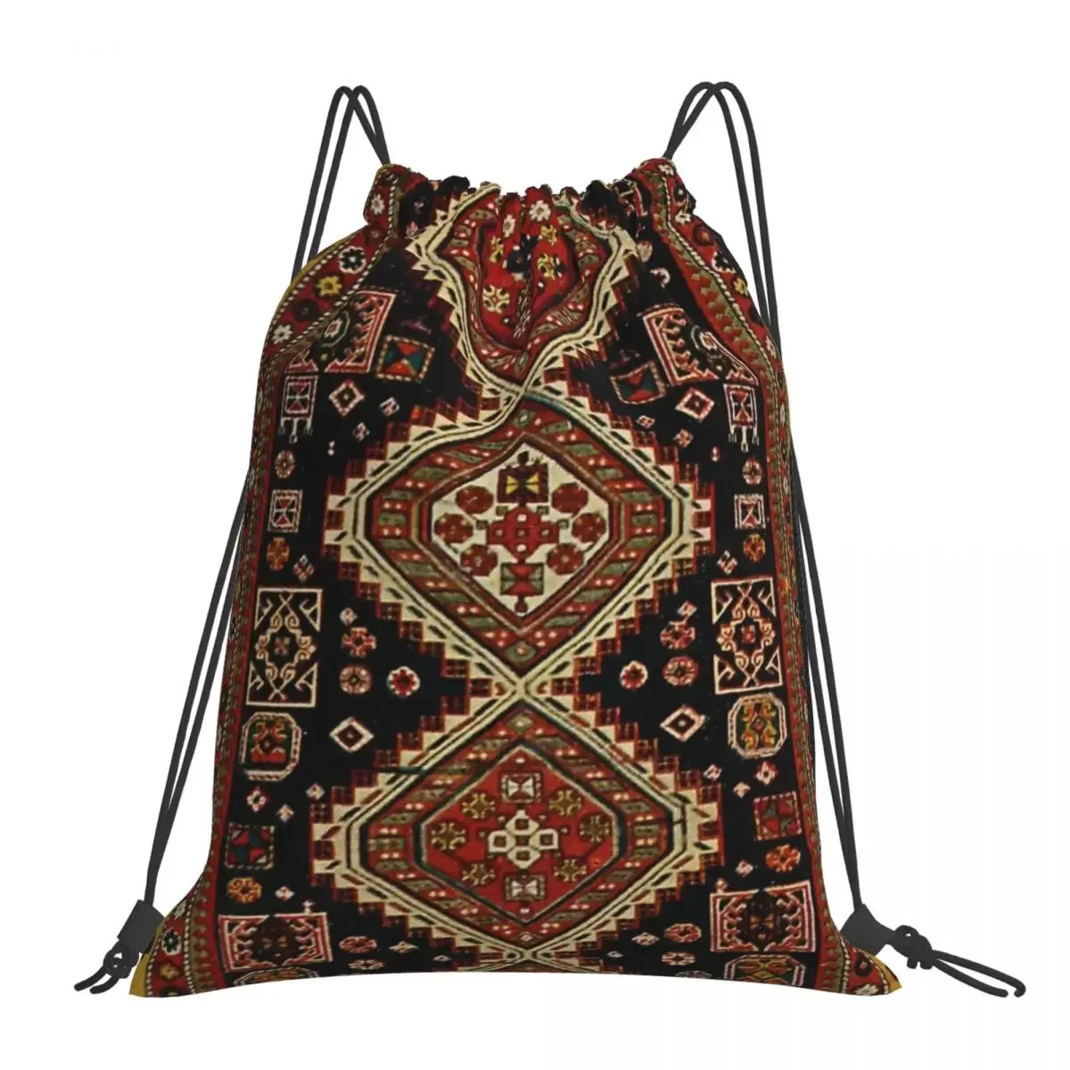 Kabristani Carpet Pattern Backpack Casual Portable Drawstring Bags Drawstring Bundle Pocket Sports Bag BookBag For Travel School