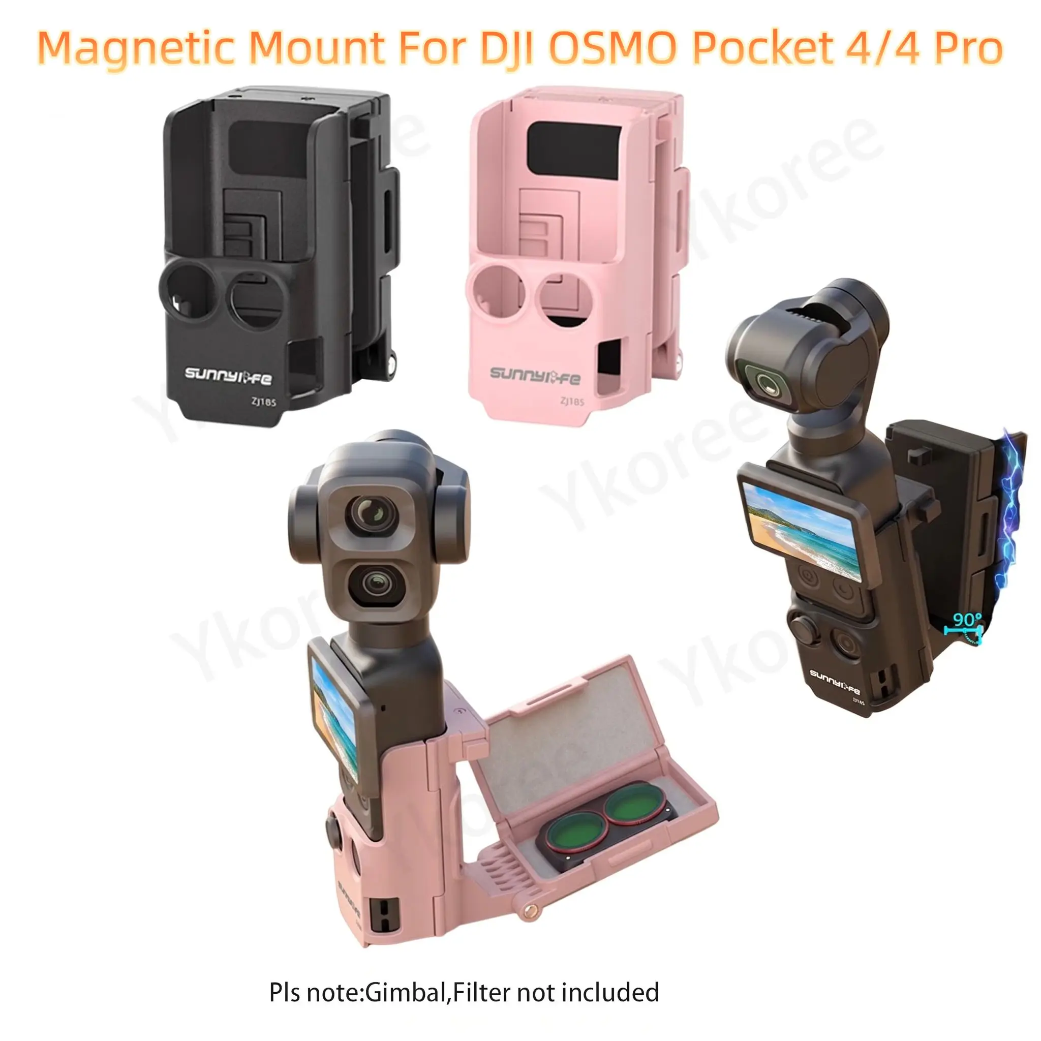 Magnetische Ständerhalterung für DJI Osmo Pocket 4/4P Kamera-Griffhalterung mit Filter-Aufbewahrungskoffer, Schnellverschluss-Halterung für Außenaufnahmen