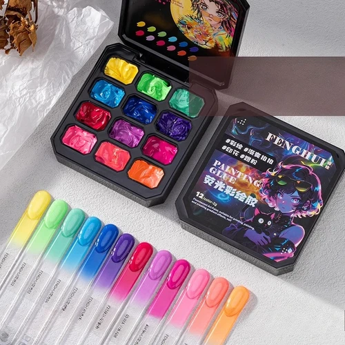 Esmalte de uñas en Gel con pintura de Pat sólido, 12 colores, alta saturación, Popular, semisólido, herramienta de decoración para creación de manicura en Gel