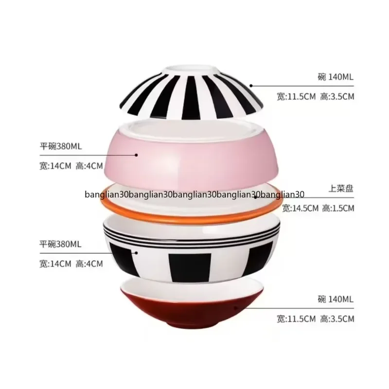 Mini Utensil Ball Set 7pcs Bone China Bowl Plate Tableware Set for All