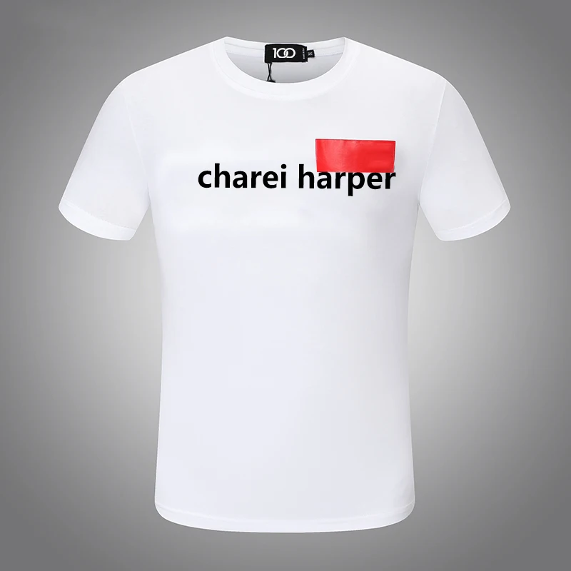 CHAREIHARPER DSQ 848 cotton men\'s short sleeve T-shirt  design high qulity letter spray print fashion Milan trend casual top