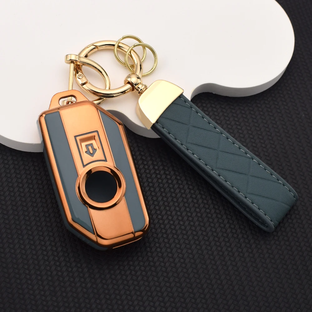 Soft TPU Flip Motorcycle Key Cover for BMW R1250GS R1200GS F850GS F900XR F750GS Soft Shockproof Motorbike Remote Key Case Rings