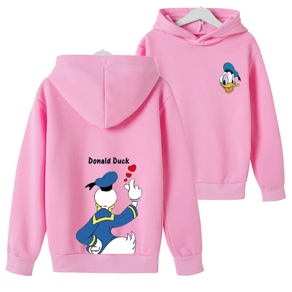 

Donald Duck Mickey Mouse Disney Hoodies Girls boy Kids Pink Sweatshirt Clothes Tops Children Spring Autumn Pullover Clothing