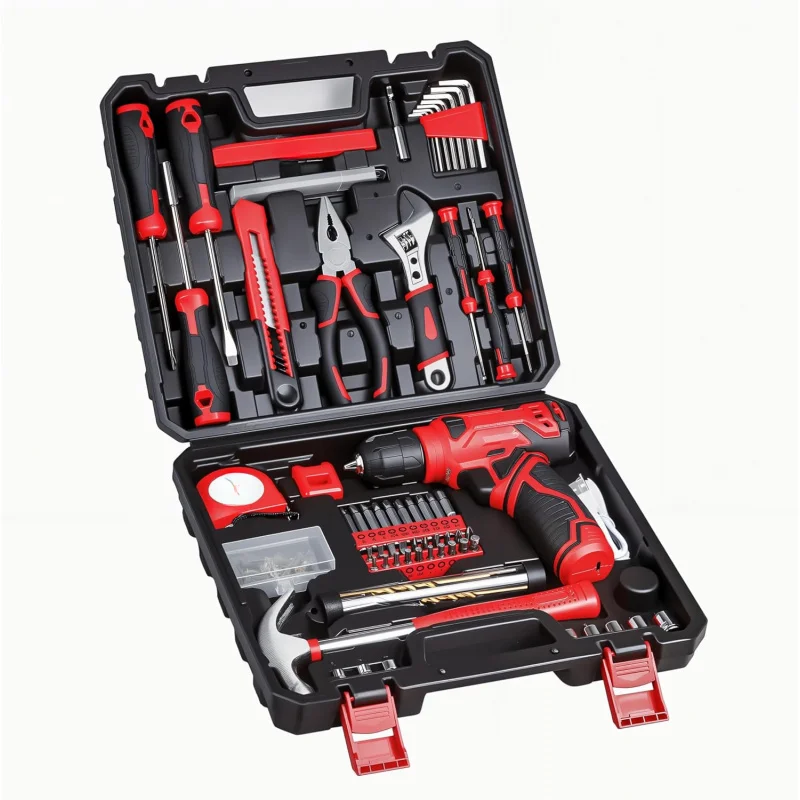 Tool Set - Belt 8V Tool Kit for Cordless Drill,132 Tool Box with Drill Bit,Unisex Household Tool Kit