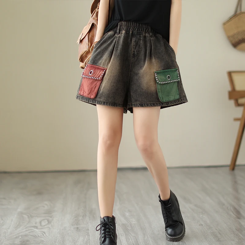 ممزق الدينيم ort ort orts المرأة الصيف فضفاض Personali اللون بلو بنطال ذو قصة أرجل واسعة التخسيس عالية الخصر الجينز orts