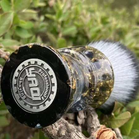 YAQI ROCKS 28mm Synthetic Hair Resin Handle Men Wet Shaving Brush Professional Barber Face Cleaning Shaving Tool Accessories