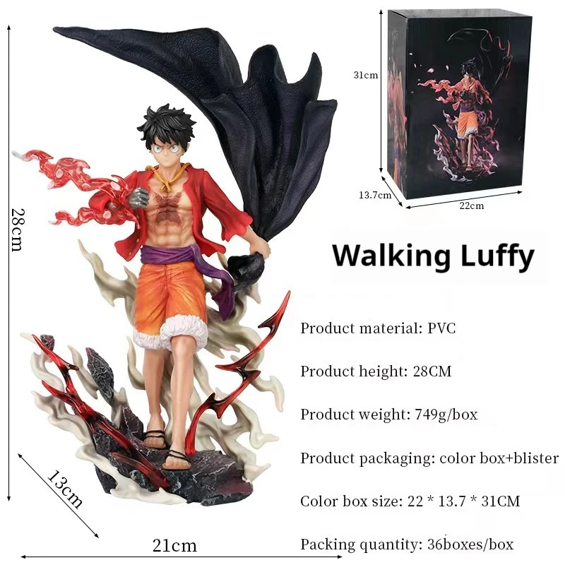 28cm One Piece Luffy Figures Monkey D Luffy Walking Style Action Figures Anime Collection Pvc Model Doll Toys Kid Birthday Gift