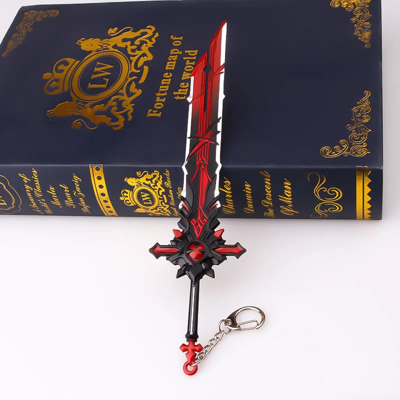 17CM Game Peripheral Genshin Impact Weapon Models Diluc Big Sword Wolf's Gravestone Metal Alloy Keychain Pendant Toys for Kids