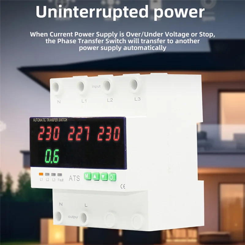 

Automatic Transfer Switch Voltage Protector Under Over Load Current Limiter ATS Uninterrupted Power Phase Selector 100A