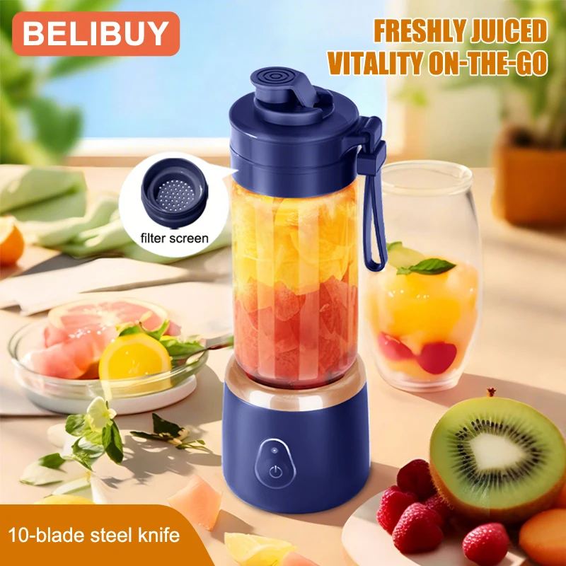 Portable Blender Electric Juicer 600ML Fruit Mixers 2000mAh USB Rechargeable Smoothie Mini Blender Multifunction Juice Maker